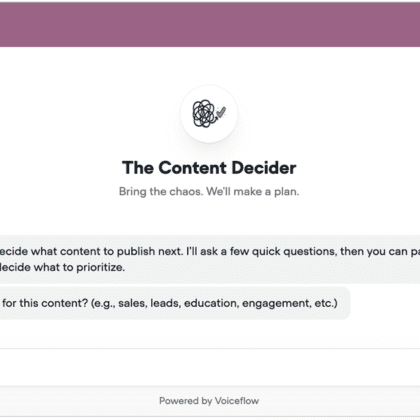 Screenshot of The Content Decider Voiceflow chatbot